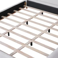 Modern Low-Profile King Bed Frame with Curved Headboard, Soft Bouclé Sleeper Bed for Bedroom, 87'' L x 81.5'' W x 40'' H, White(m-9)
