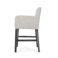 Contemporary Upholstered Counter Stools Set of 2 with Armrests, Soft Rubberwood Bar Stools for Kitchen Island, 24'' L x 23'' W x 39.5'' H, Light Grey(m-7)