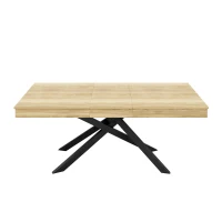Modern Extendable Dining Table with Metal Cross Legs, Expandable Kitchen Table for Kitchen, 71'' L x 31.5'' W x 30'' H, Oak(m-2)