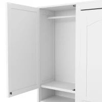 Functional Queen Murphy Bed with Side-Flip Space-Saving Design, Modern Wall Bed for Compact Bedrooms, 113.5" L x 16.5" W x 87" H, White(m-6)