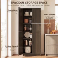 HOMCOM Freestanding Kitchen Pantry, 4-Door Kitchen Pantry Cabinet with Adjustable Shelves and Doors, Brown(m-4)
