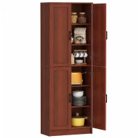HOMCOM Freestanding Kitchen Pantry, 4-Door Kitchen Pantry Cabinet with Adjustable Shelves and Doors, Dark Brown(m-11)