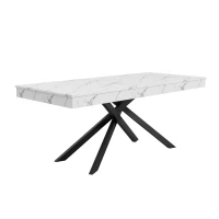 Modern Extendable Dining Table with Metal Cross Legs, Expandable Kitchen Table for Kitchen, 71'' L x 31.5'' W x 30'' H, White(m-10)