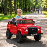 Qaba 12V Electric Car for Kids 3+ Years, Licensed Land Rover Defender Toddler Ride on Car w/ Remote Control, Red(m-10)