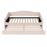 Space-Saving Upholstered Daybed with Twin Size Thurdle, Ideal Sofa Bed for Small Apartments, 79.5" L x 44" W x 33" H, Beige(m-10)
