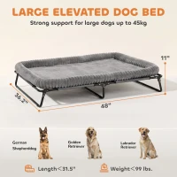 PawHut Elevated Dog Bed, Large Raised Outdoor Dog Bed with Removable Pad and Metal Frame, Portable Pet Cot for XL Breeds(m-3)