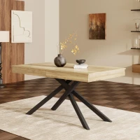 Modern Extendable Dining Table with Metal Cross Legs, Expandable Kitchen Table for Kitchen, 71'' L x 31.5'' W x 30'' H, Oak(m-7)