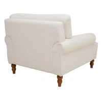 Luxurious Accent Chair with Circular Armrests and Ergonomic Lumbar Support, Cozy Lounger for Living Rooms, 36.5" L x 37.5" W x 32.5" H, Beige(m-15)