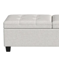 HOMCOM 51.2" Storage Ottoman Bench, End of Bed Bench with 2 Compartments, Dual Lift Lids, Cream White(m-11)