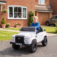 Qaba 12V Electric Car for Kids 3+ Years, Licensed Land Rover Defender Toddler Ride on Car w/ Remote Control, White(m-2)