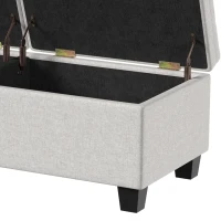 HOMCOM 51.2" Storage Ottoman Bench, End of Bed Bench with 2 Compartments, Dual Lift Lids, Cream White(m-10)