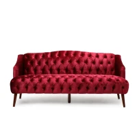 Stylish 3-Seater Sofa with Plush Accents and Smooth Upholstery, Contemporary Couch for Living Rooms, 73" L x 33" W x 32.5" H, Wine Red(m-2)
