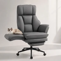 HOMCOM Cross Legged Office Chair w/ Footrest, 396 lbs Reclining Computer Desk Chair w/ High Back, Flip-up Armrests, Dark Gray(m-11)