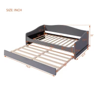 Space-Saving Upholstered Daybed with Twin Size Thurdle, Ideal Sofa Bed for Small Apartments, 79.5" L x 44" W x 33" H, Gray(m-3)
