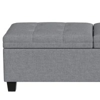 HOMCOM 51.2" Storage Ottoman Bench, End of Bed Bench with 2 Compartments, Dual Lift Lids, Dark Grey(m-11)