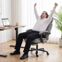 HOMCOM Massage Office Chair with Heat, 400lbs Heavy Duty Desk Chair with Adjustable Headrest, Reclining, Footrest, Light Gray(m-8)