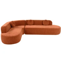 Modern-Style Sectional Sofa with Curved Corner Design, Perfect Modular Sofa for Family Gatherings, 122" L x 86" W x 27.5" H, Orange(m-2)