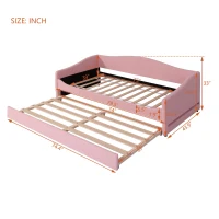 Space-Saving Upholstered Daybed with Twin Size Thurdle, Ideal Sofa Bed for Small Apartments, 79.5" L x 44" W x 33" H, Pink(m-3)