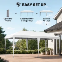 Outsunny 10' x 19.2' Outdoor Gazebo Pop Up Canopy Party Tent with Carrying Bag, White(m-4)