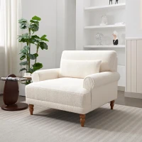 Luxurious Accent Chair with Circular Armrests and Ergonomic Lumbar Support, Cozy Lounger for Living Rooms, 36.5" L x 37.5" W x 32.5" H, Beige(m-1)
