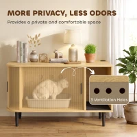 PawHut Cat Litter Box Enclosure with Sliding Door, Litter Mat, Modern Cat House, TV Stand, Side End Table for Living Room(m-6)