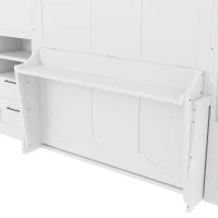 Functional Queen Murphy Bed with Side-Flip Space-Saving Design, Modern Wall Bed for Compact Bedrooms, 113.5" L x 16.5" W x 87" H, White(m-7)