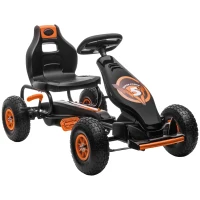 Aosom Kids Pedal Go Kart Ride-on Toy with Ergonomic Comfort, Pedal Car with Tough, Wear-Resistant Tread for Ages 5-12, Orange(m-11)