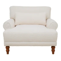 Luxurious Accent Chair with Circular Armrests and Ergonomic Lumbar Support, Cozy Lounger for Living Rooms, 36.5" L x 37.5" W x 32.5" H, Beige(m-2)