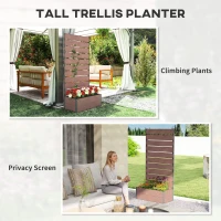 Outsunny Raised Garden Bed with Trellis, Freestanding Elevated Planter Box for Climbing Vines, 28" x 15" x 59", Light Brown(m-6)