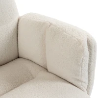HOMCOM Office Chair, Teddy Fleece Executive Computer Desk Chair with Foldable Armrests, Wide Seat, Lumbar Support, Cream White(m-10)