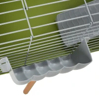 PawHut Small Animal Cage, Rolling Bunny Cage, Guinea Pig Cage with Food Dish, Water Bottle, Hay Feeder, Platform, Ramp, Green(m-10)