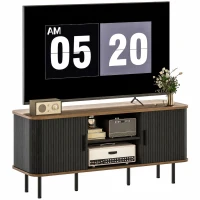 HOMCOM TV Stand Cabinet for TVs up to 55 Inches, TV Unit with Storage Shelves and Cabinets for Living Room, Black(m-9)