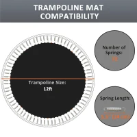 Soozier Trampoline Mat Replacement with Spring Pull Tool and 72 V-Hooks, Fits 12ft Trampoline, Using 5.5" Springs, Black(m-4)