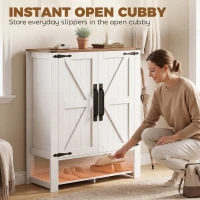 HOMCOM Shoe Cabinet 5 Tier Shelves Shoe Storage Cabinet Anti Tip Hardware Open Cubby Rustic White(m-5)