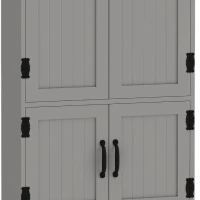 HOMCOM 60" 4-Door Storage Cabinet Multi-Storey Large Space Pantry with Adjustable Shelves Grey(m-12)
