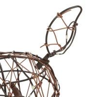 Outsunny 3-Piece Lighted Reindeer and Sleigh Set, PP Rattan Outdoor Christmas Decoration with LEDs, 8 Modes, Daily Timer(m-11)