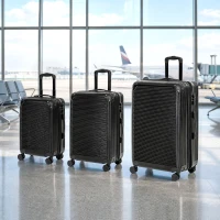 HOMCOM 3-Piece Luggage Set, Carry On & Checked Suitcase Set with TSA Lock, Hard Shell, 20/24/28 Inch, Black(m-1)
