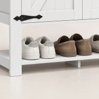 HOMCOM Shoe Cabinet 5 Tier Shelves Shoe Storage Cabinet Anti Tip Hardware Open Cubby Rustic White(m-12)