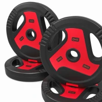 Soozier 66 lbs Weight Plates Set, 4-Piece Sand-Filled Plates with Handles, 1" Hole, Black and Red(m-9)