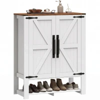 HOMCOM Shoe Cabinet 5 Tier Shelves Shoe Storage Cabinet Anti Tip Hardware Open Cubby Rustic White(m-13)