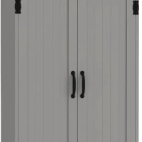 HOMCOM 60" 4-Door Storage Cabinet Multi-Storey Large Space Pantry with Adjustable Shelves Grey(m-11)