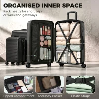 HOMCOM 3-Piece Luggage Set, Carry On & Checked Suitcase Set with TSA Lock, Hard Shell, 20/24/28 Inch, Black(m-6)