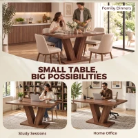 HOMCOM Modern Kitchen Table, Rectangular Dining Table for 4 People with Thick Top, Walnut(m-7)