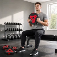 Soozier 88 lbs Weight Plates Set, 6-Piece Sand-Filled Standard Plates with Handles and 1" Centre Hole, Black and Red(m-1)