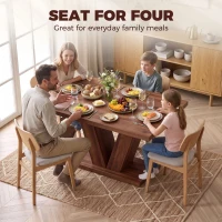 HOMCOM Modern Kitchen Table, Rectangular Dining Table for 4 People with Thick Top, Walnut(m-4)