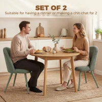 HOMCOM Dining Chairs Velvet Fabric Upholstered Kitchen Chairs Metal Legs Set of 2, Dining Room, Home, Dark Green(m-4)