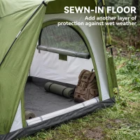 Outsunny Instant Automatic Camping Dome Tent Portable with 4 Doors and 4 Windows for 3 Person, Green(m-5)