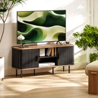 HOMCOM TV Stand Cabinet for TVs up to 55 Inches, TV Unit with Storage Shelves and Cabinets for Living Room, Black(m-8)