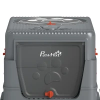 PawHut Stainless Steel Cat Litter Box with Lid, Enclosed High Sided Litter Box with Step, Metal Scoop, Grey(m-10)