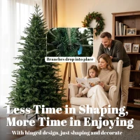 HOMCOM 7ft Artificial Christmas Tree Full Hinged Xmas Tree Metal Base, Green(m-6)